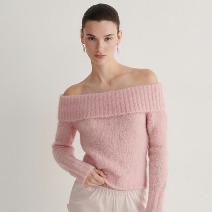 Reserved - Sweter z alpaką - Różowy
