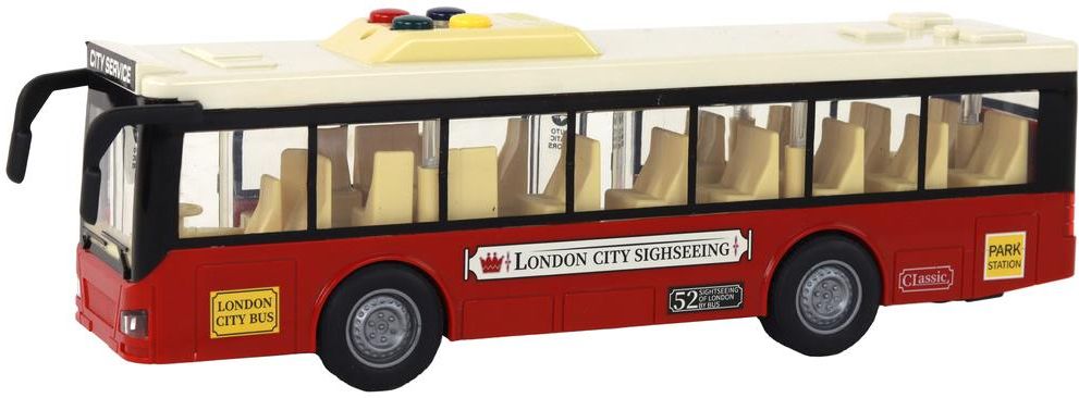 Leantoys Autobus Na Baterie Światła Dźwięki Czerwony Miejski 1:16 ...