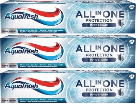 Aquafresh All in One Protection Pure Breath Pasta do zębów z fluorkiem 3x100 ml