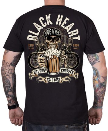Koszulka motocyklowa męska t-shirt BLACK HEART Beer Biker, Czarny, L