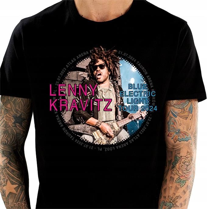 Lenny Kravitz Blue Electric Light Tour 2024 T Shirt Koszulka Męska XXL