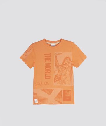 T-shirt z krótkim rękawem pomarańczowy z nadrukiem