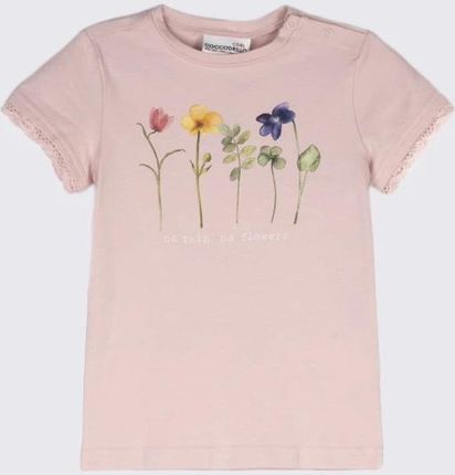T-shirt z krótkim rękawem różowy z nadrukiem kwiatów