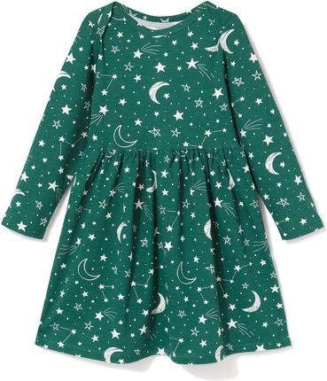 Sukienka bawełniana zielona Gwiazdki