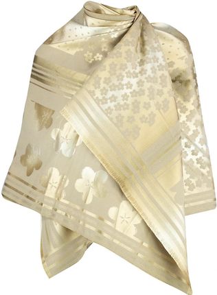 Elegancki dwustronny szalik z złotą nitką i wzorem w kwiaty