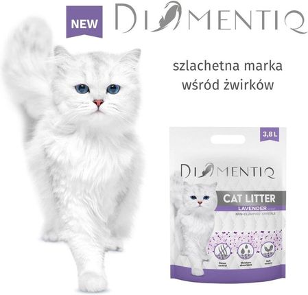 DIAMENTIQ Żwirek Lavender Silikonowy, Niezbrylający się dla kota - 3,8 l