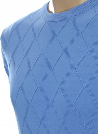 STROKERS klasyczny elegancki sweter męski pod szyję z bawełny błękitny L