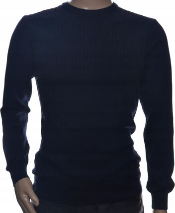 STROKERS klasyczny elegancki sweter męski pod szyję z bawełny granatowy M