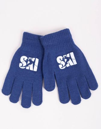Rękawiczki chłopięce pięciopalczaste niebieskie SKI