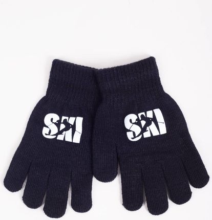 Rękawiczki chłopięce pięciopalczaste czarne SKI