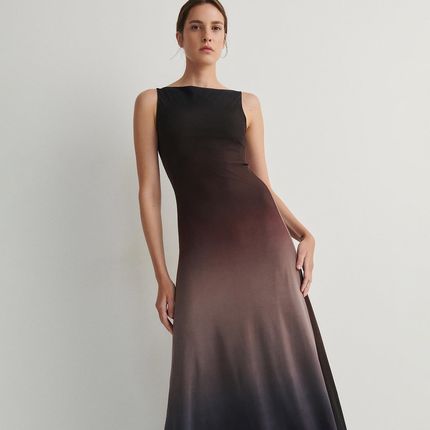 Reserved - Tiulowa sukienka z gradientem - Wielobarwny