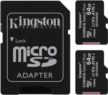 Kingston microSDXC Canvas Select Plus 64GB 100R Class 10 UHS-I 2pak (SDCS264GB2P1A)