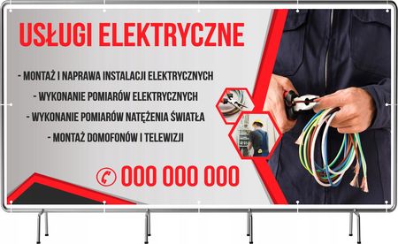 Baner Reklamowy 100X50Cm Gotowy Projekt Usługi Elektryczne Plandeka