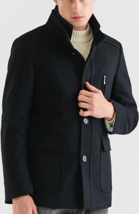 Czarny jednorzędowy płaszcz męski Pako Lorente 60