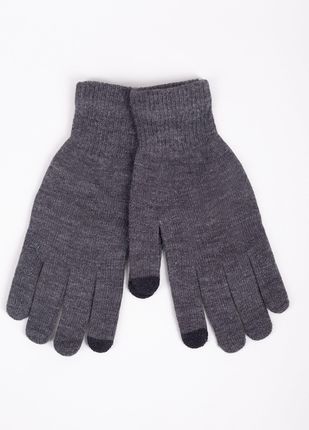 Rękawiczki męskie pięciopalczaste szare z ABS dotykowe
