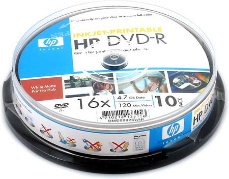 Płyta DVD-R HP 4.7GB 16X do nadruku Cake 10szt