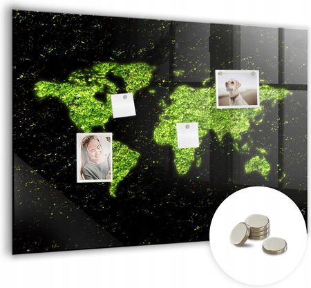 Suchościeralna Tablica Magnetyczna Z Magnesami Wymiar 100X70cm Mapa Świata