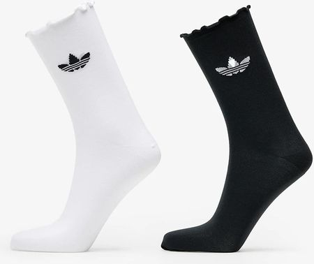 adidas Semi-Sheer Ruffle Crew Socks 2-Pack White/ Black