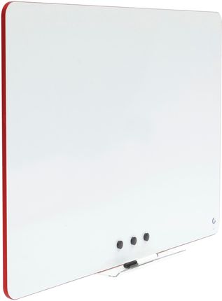 Tablica Magnetyczna Suchościeralna Bezramowa Biała 90X60 Czerwone Obrzeże