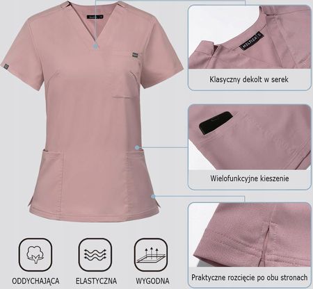 Komplet Medyczny Damski Scrub Uniform, Model Remedy, Kolor Blue R. Xl - zdjęcie 3