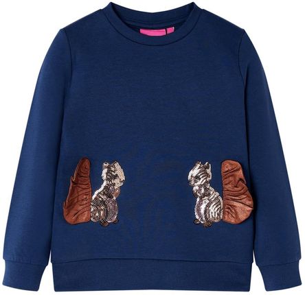 Bluza dziecięca z wiewiórkami z cekinów, granatowa, 128