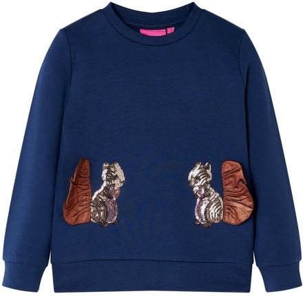 Bluza dziecięca z wiewiórkami z cekinów, granatowa, 116