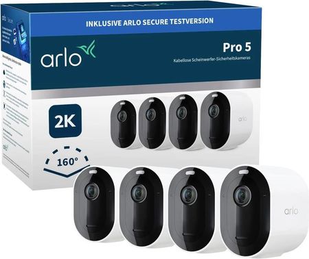 Arlo Zestaw Monitorujący Pro 5 Spotlight Security Camera With 4X Camera Kit Vmc4460P-100Eus, Z 4 Kamerami, 2688 X 1520 Px