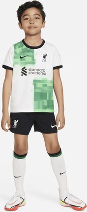 Nike Trzyczęściowy Strój Dla Małych Dzieci Dri-Fit Liverpool F.C. 2023-24 Wersja Wyjazdowa Biel