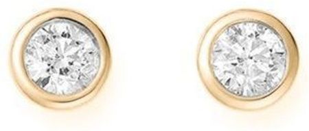 Diament Srebrne kolczyki damskie 925 wkrętki z okrągłą cyrkonią