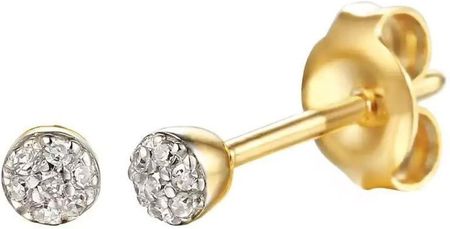 Diament Kolczyki złote damskie 585 klasyczne wkrętki z diamentami 0,03 ct