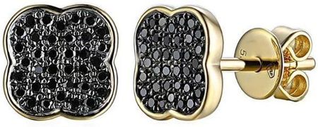 Diament Kolczyki złote koniczyny z czarnymi diamentami damskie 585 wkrętki 0,16 ct E86410Y