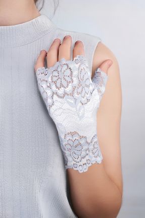 Damskie rękawiczki bez palców mitenki ażurowe