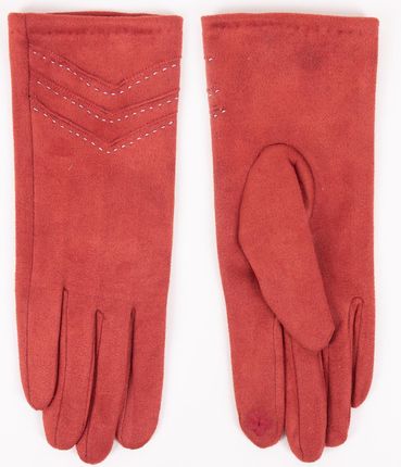 Rękawiczki damskie bordowe zamszowe z przeszyciami dotykowe