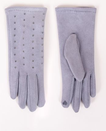 Rękawiczki damskie szare zamszowe z jetami dotykowe II