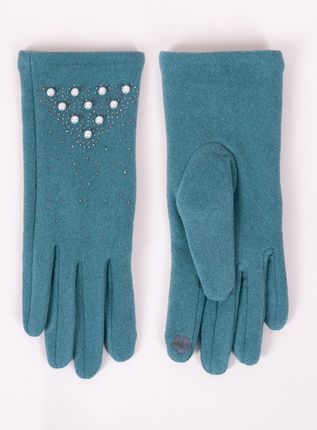 Rękawiczki damskie morskie z perełkami dotykowe