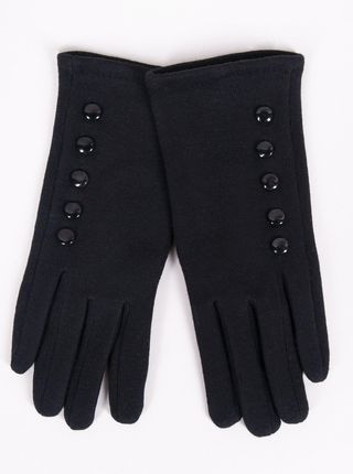 Rękawiczki damskie czarne z guzikami dotykowe