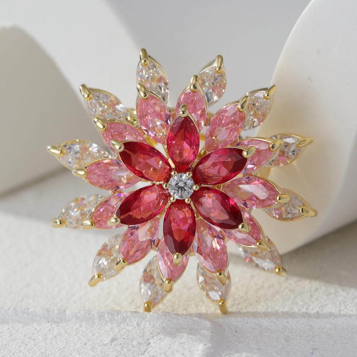 4pcs Flower Brooches For Women - Rhinestone Floral Leaf Pins For Dresses, Jackets, Hats & Gift Giving