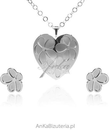 ankabizuteria.pl Komplet biżuteria srebrna serce z koniczynkami