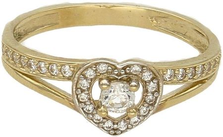 Diament Złoty pierścionek wysadzany cyrkoniami w kształcie serca PI 3678A