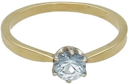 Diament Złoty pierścionek z błękitnym kamieniem zaręczynowy PI 3973B 375