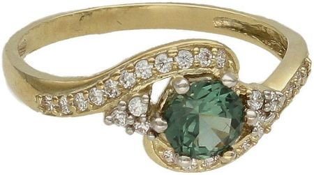 Diament Złoty pierścionek damskie Turmalin, Cyrkonie PI 6051E 375