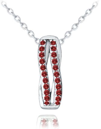 Minet Naszyjnik srebrny elegancki z czerwonymi cyrkoniami