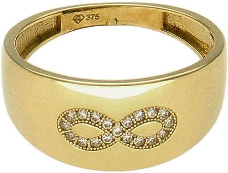 Diament Złoty pierścionek damski 375 gładki nieskończoność