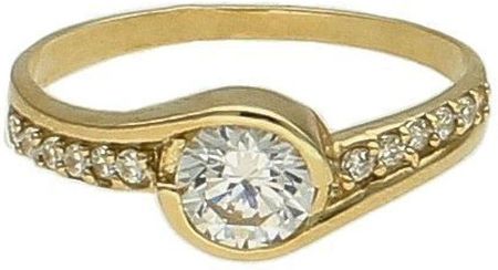 Diament Złoty pierścionek damski 375 z cyrkonią zaręczynowy