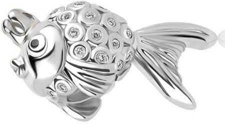 Diament Charms Moments srebrny 925 rybka z cyrkoniami