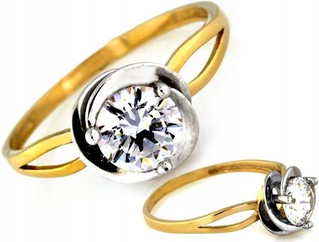 Lovrin Wyjątkowy pierścionek 333 złoty na zaręczyny z białym złotem r15