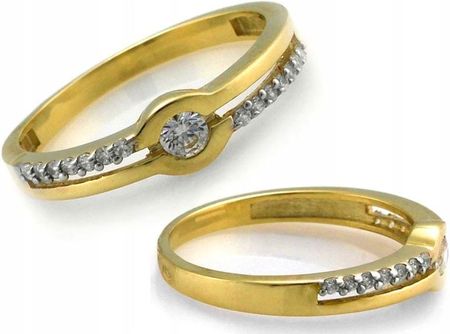 Lovrin Złoty pierścionek 375 żółte i białe złoto z cyrkoniami rozmiar 14