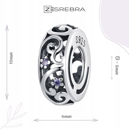 Zesrebra Charms Stoper S925 Zawieszka srebro beads - zdjęcie 6