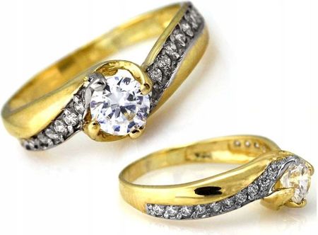 Lovrin Złoty pierścionek 333 wysadzany cyrkoniami r17 z białym złotem