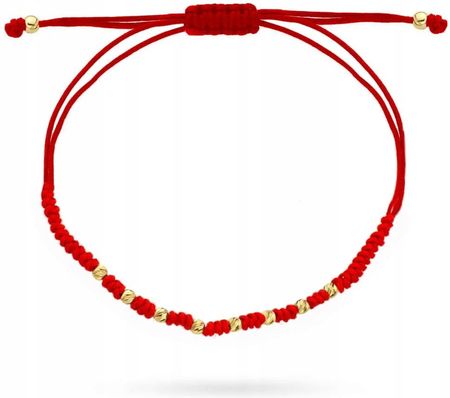 Lovrin Bransoletka damska 585 diamentowane kuleczki na czerwonym sznurku stylowa